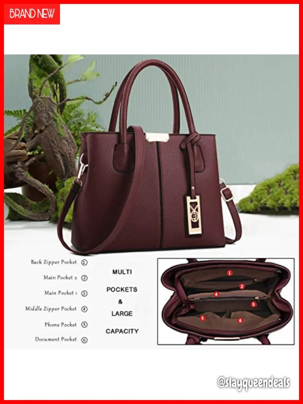Women's Satchel Purse Top Handle Shoulder Bag Faux Leather Crossbody Tote